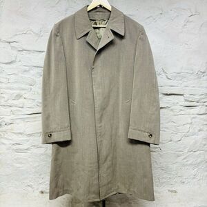 True Vintage 50s Whipcord Fawn Coat Overcoat Jacket Fully Lined Wool 42 44 Long